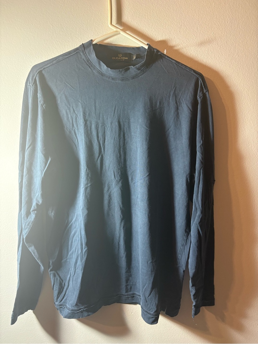 Bugatchi Uomo Slate Blue Long Sleeve Cotton Crewneck T-Shirt Menβs Medium